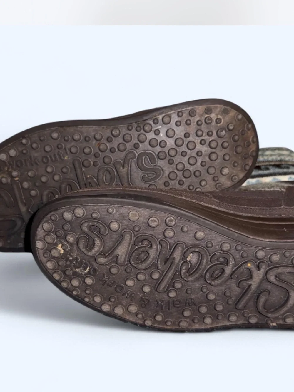 Vintage Skechers Women's Brown and Light Blue Patterned Winter Boots